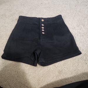 Guess High-Waist Black Button-Front Women's Shorts